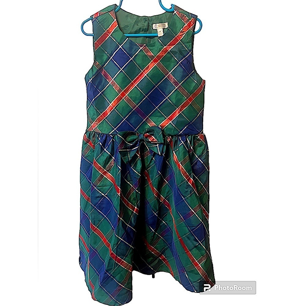 Tahari Girls Holiday Dress with Bow Accent